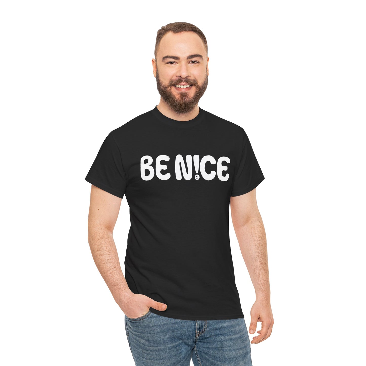 BE N!CE Band Logo - Black Unisex Heavy Cotton Tshirt