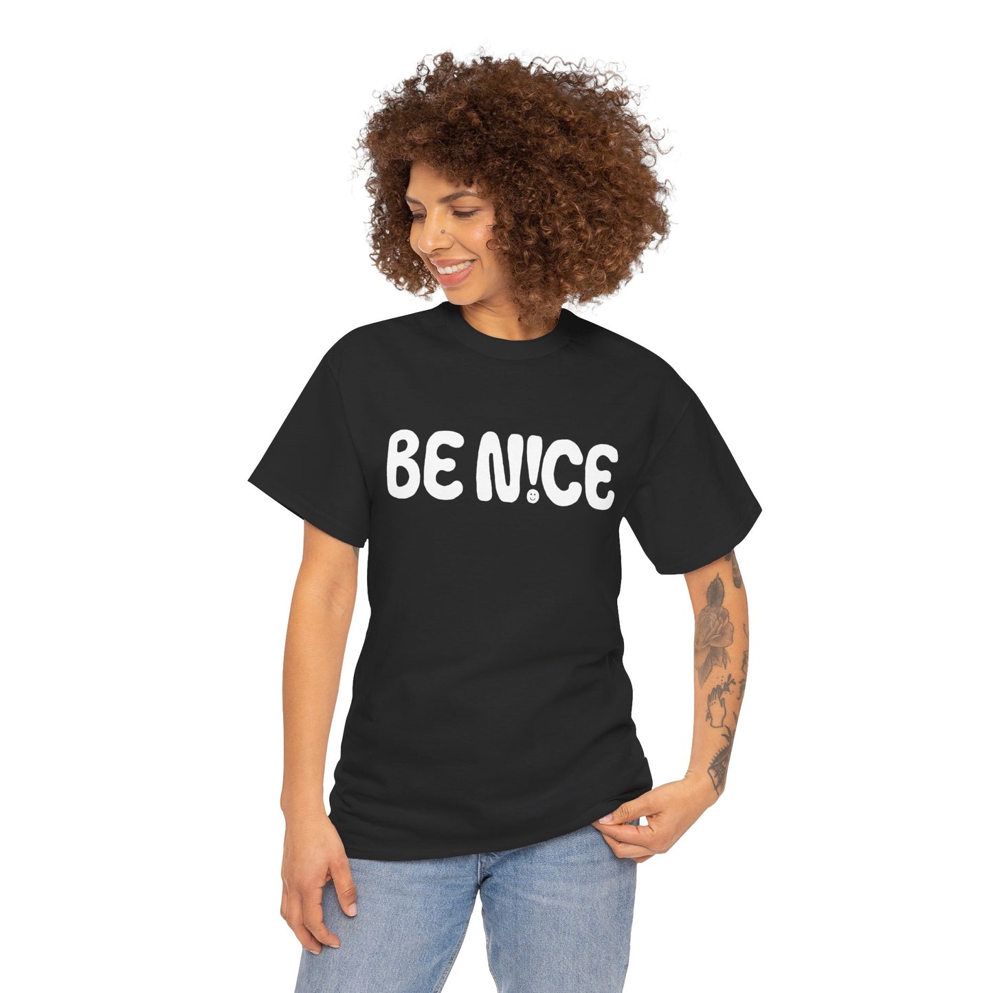 BE N!CE Band Logo - Black Unisex Heavy Cotton Tshirt