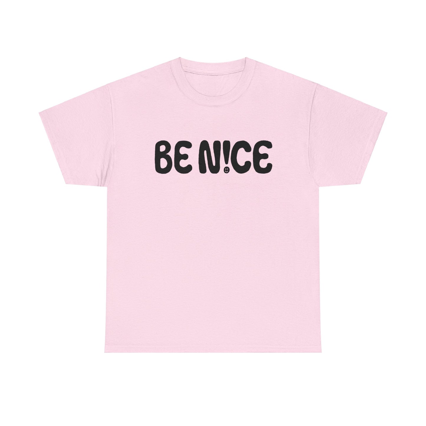 BE N!CE Band Logo - White/Pink Unisex Heavy Cotton Tshirt