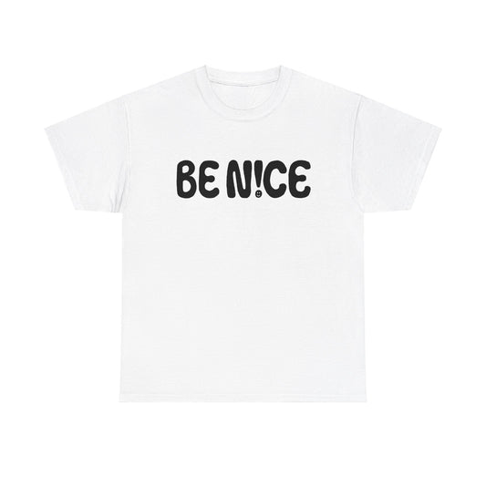 BE N!CE Band Logo - White/Pink Unisex Heavy Cotton Tshirt